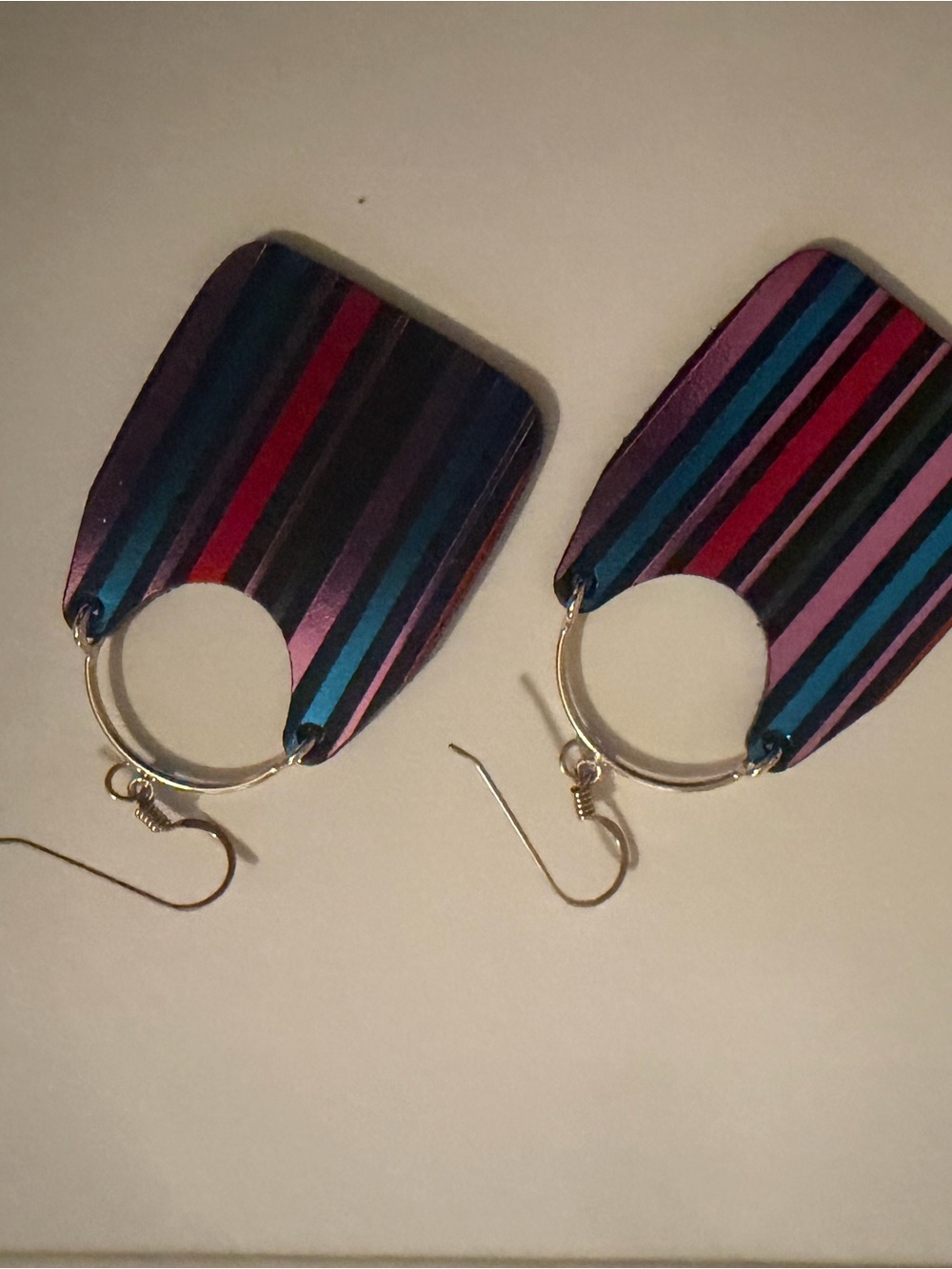 Colorful Striped Geometric Hoop Earrings